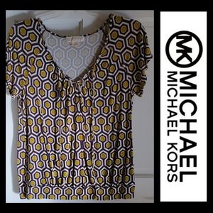 MICHAEL KORS | XL Geometric Vneck Short Sleeve Top